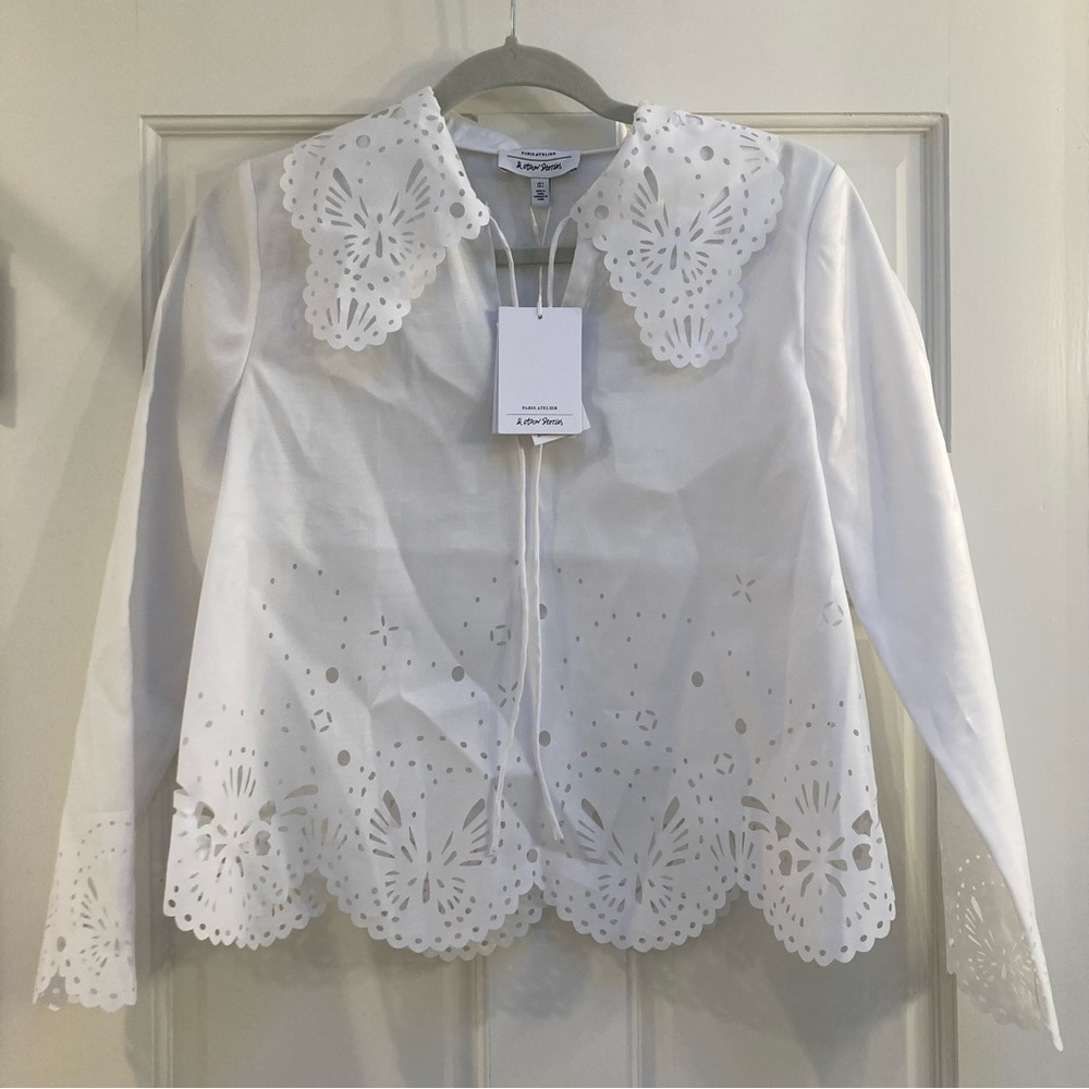 NWT & Other Stories White Laser Cut Blouse size 4
